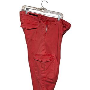 VTG Rockstar‎ Men's Red Cargo Pants Pockets Zipper Detail Sz 34 (36) Y2K Grunge